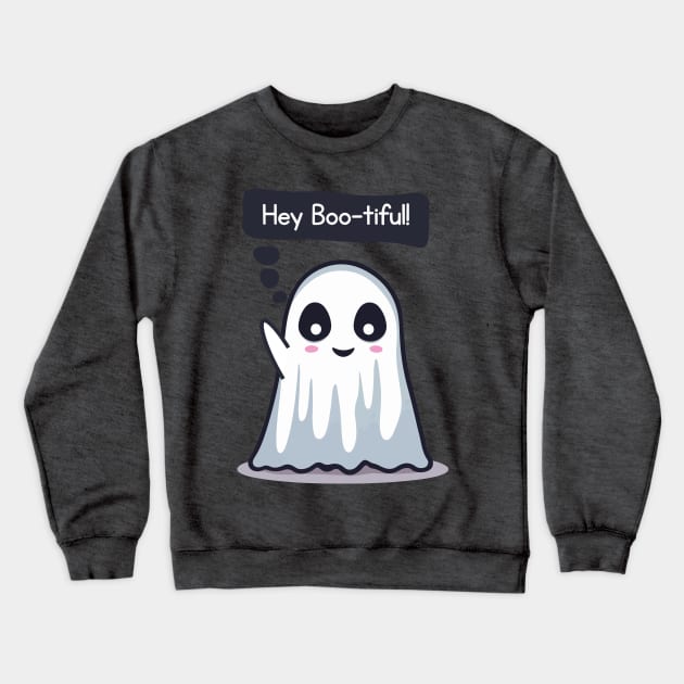 Hey Bootiful, Cute Kawaii Ghost Crewneck Sweatshirt by Rishirt